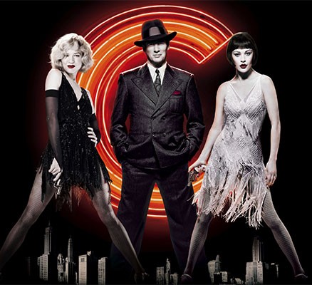 Image from Chicago of the three main characters with "C" background