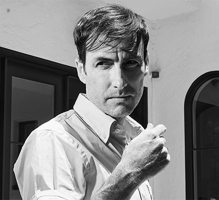 Black and white photo of Andrew Bird