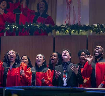 Photo of gospel choir performing on stage
