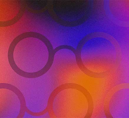 Image of outline of eye glasses repeating on colorful background