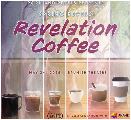 Image of coffee cups with text reading Spring Revels Revelation Coffee