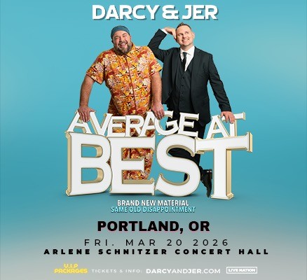 Image of Darcy & Jer standing behind text that reads "Average At Best"