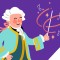 The Magic of Mozart illustration of Mozart with conductor's wand