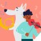 Peter & The Wolf image of wolf holding french horn and child playing violin