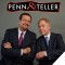 Photo of Penn & teller side by side wearing suits