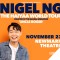 Nigel Ng image w/ photo headshot of Nigel and name, tour info in text on orange