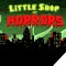Little Shop of Horrors title art of cityscape at night with plant tentacles