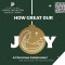 How Great Our Joy graphic of christmas tree ball ornament