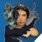 Swan Lake collage image of female with tiara, a black bird wing, musical note