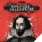 Illustration of Shakespeare and Improvised Shakespeare Company logo on red back