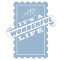 It's a Wonderful Life title art with text on a blue stamp shape background
