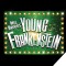 Young Frankenstein title art on green background with marquee lights as border