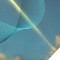Image of geometric shapes on blue background with blurry image of flowers
