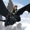 Illustration image of boy riding dragon from "How To Train Your Dragon" film