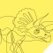 Image of black outline of triceratops on yellow background