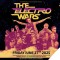 Graphic of electro/house artists on a starry background with stylized text reading THE ELECTRO WARS